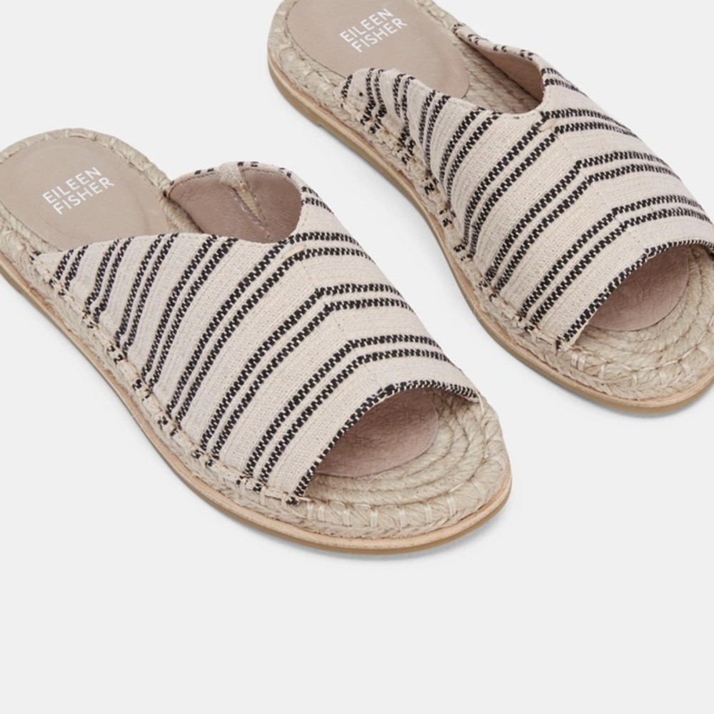 Eileen Fisher Black and Cream Espadrille Shoes